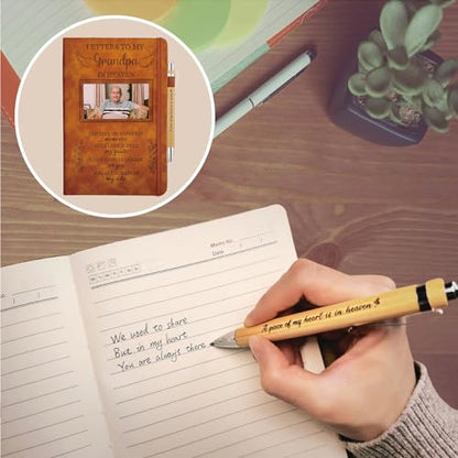 Grandpa Grieving Gift, Sympathy Condolence Remembrance Memorial Gifts | Letters To My Grandpa In Heaven Faux Leather Journal Window Cover 200 Pages A5 Lined for Family Friend Who Loss of Grandpa - style: Grandpa