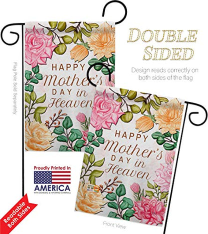 Mother In Heaven Garden Flag - Pack Family Mother's Day Mom Mama Grandma Love Flowers Parent Sibling Relatives Grandparent USA Applique - House Banner Small Yard Gift Double-Sided Made 13 X 18.5 - color: USA Flag Cemetery Decor Made In USA