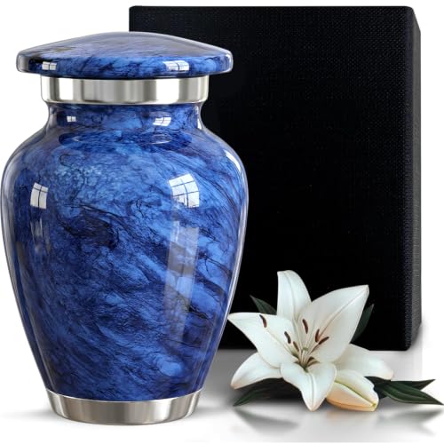 Small Urn for Ashes Male & Female – Mini Cremation Urns for Human Ashes Keepsake – Little Miniature Ash Urn for Mom & Dad – Tiny Decorative Memorial Keepsake for Loved Ones (Blue, Small) - color: Blue