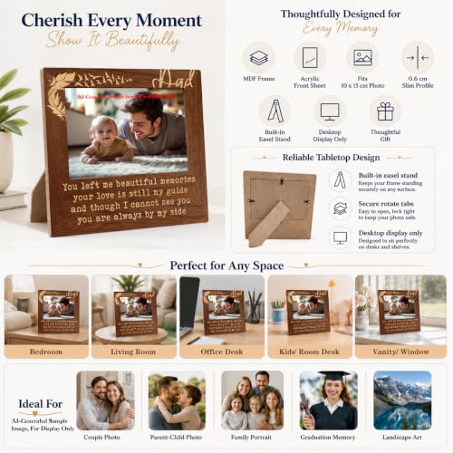 Memorial Gifts for Loss of Dad, 4x6 Rustic Photo, Sympathy Picture Frame,Sympathy Gifts for Loss of Father,Bereavement Remembrance Funeral Condolence Grief Gift, 6.9 x 7.3 in - color: Father 04