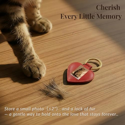 Pet Fur Keepsake Keychain - Dog Hair & Cat Fur Memory Charm, Pet Memorial Gift for Dog and Cat Lovers （Red+Black，2-Piece Basic）