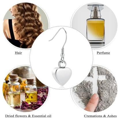 Heart Cremation Earring for Women Keepsake Memorial Urn Jewelry For Ashes - color: A-Silver