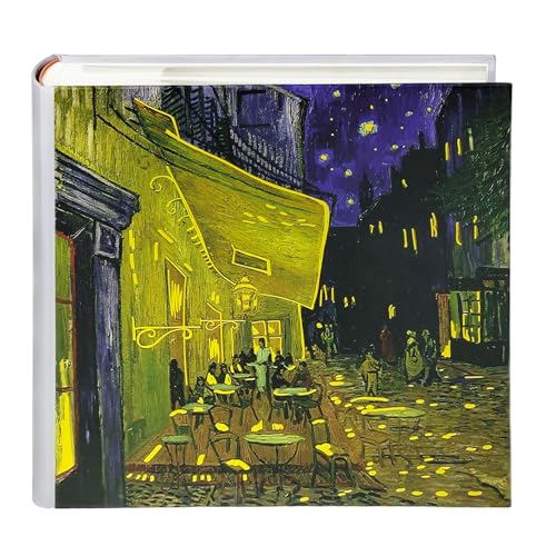 Van Gogh Café Terrace at Night Photo Album 4x6 with Writing Space 200 Pockets, Slow Living Memory Book for Art Lovers -Kuword - color: Gold