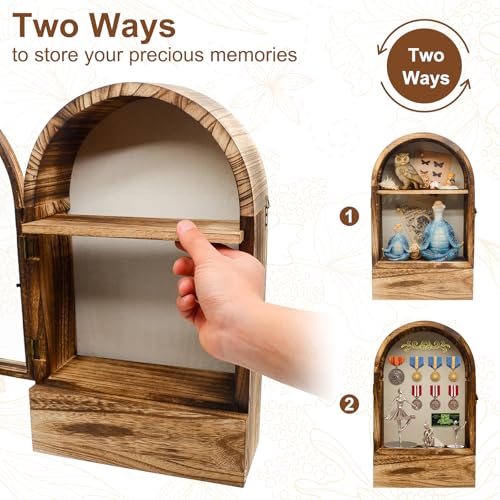 10 x16 Shadow Box Frame, Sturdy Rustic Memory Display Case with Linen Back and Drawer, Picture Frame Wedding Bouquet Memorabilia Medals Photos - size: 10*16 Inch