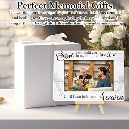 Memorial Gifts for Loss of Son, Memorial Picture Frame, Sympathy Gifts Wooden Photo Frame with Easel, 4x6 Child Loss Picture Frame for Tabletop Display - G02 - style: Loss of Son