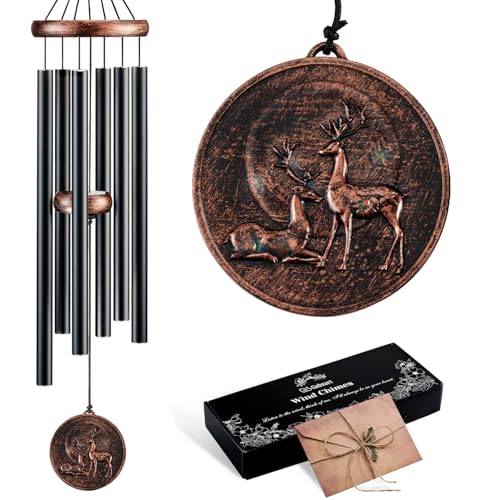 32" Deer Wind Chimes for Outside, Gifts for Women Mom Grandma | 6 Tuned Aluminum Tubes, Pentatonic Scale, Ready to Hang, Patio Garden Decor, Gift for Women Mom Grandma - size: 32" Deer