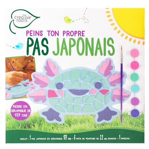Creative Roots Paint Your Own Stepping Stone Kit, Axolotl | DIY Garden Stepping Stone Activity, Arts and Crafts Project for Kids, Includes Pre-Cast Ceramic and Paints - style: Axolotl