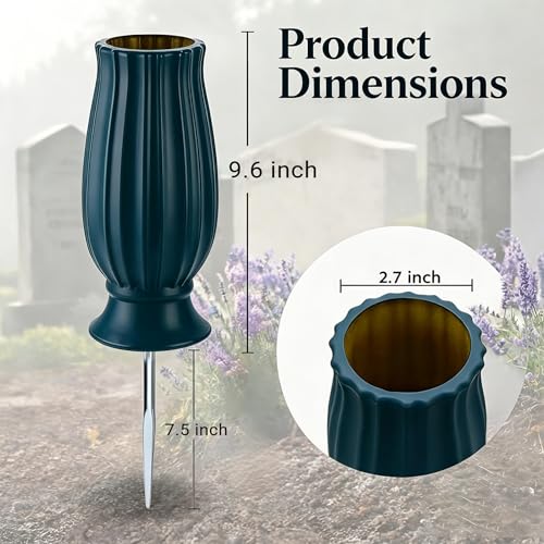 Cemetery Vases with Spikes,Grave Vases for Cemetery with Metal Spikes and Drainage Holes,Grave Flower Holder for Headstones Memorial Gifts Loss of Loved One - color: Blue