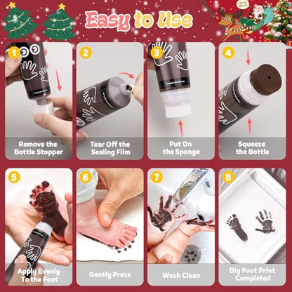 Nabance 2.54 fl oz Brown Baby Hand and Footprint Friendly Paint, Dog Cat Paw Print Safe Paint, Non-Toxic Acid-Free, Safe Gentle for Home School Christmas New Year DIY Keepsake Stamp - color: Brown