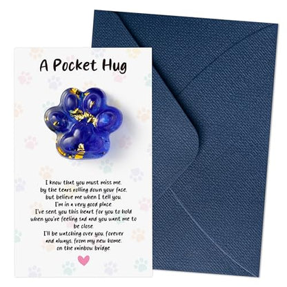 EYxsaxenk Loss of Pet Sympathy Gift Glitter Blue Dog Cat Paw Pocket Hug | Loss of dog cat mini keepsake, Memorial card & envelope, Remembrance pet sympathy gift for pet lover, Adult stress relief toy - color: 1pcs Blue + I KNOW Card