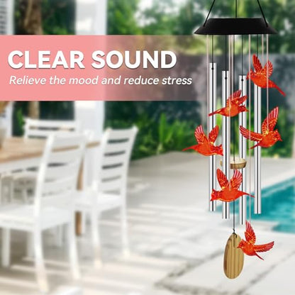 Solar Wind Chimes for Outside Color Changing Light, Red Cardinal - color: Red Cardinals