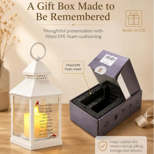 Memorial Lantern, Sympathy Gifts for Loss of Loved One/ Mom/ Dad (White) - color: White