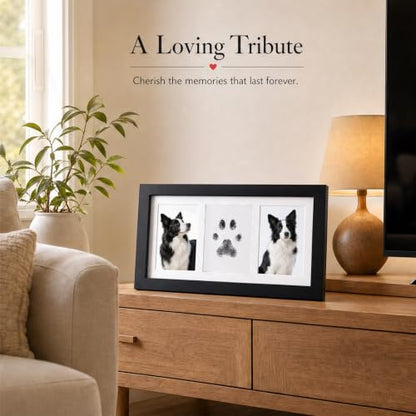Pet Memorial Wooden Photo Frame, No-Mess Paw Print Ink Pad Kit for Dog and Cat, Pet Loss Sympathy Keepsake, Cherish Memory of Furry Family Member（ Black） - color: Black