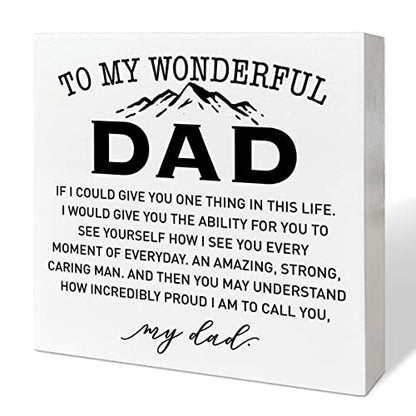 Father Gifts from Daughter Son Kids, Dad Gifts for Birthday Father's Day Christmas, Best Dad Ever Gifts, Dad Gifts, to My Wonderful Dad, Wooden Box Sign - color: A1