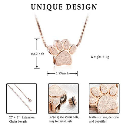 zeqingjw Pet Cremation Jewelry for Ashes Pendant Paw Print Pet Heart Urn Necklace Memorial Keepsake Jewelry for Pet/Dog's/Cat's Ashes - color: Paw Print-1-Rose Gold