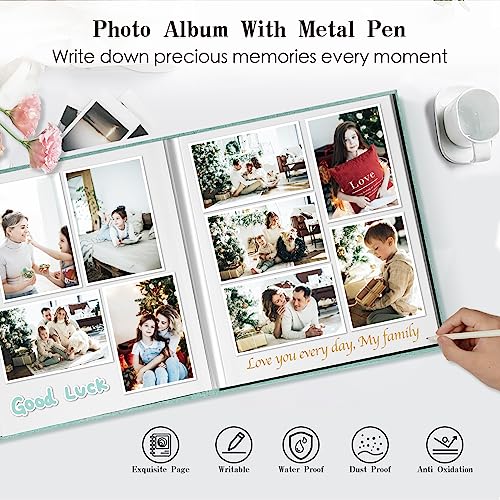 Spbapr Large Photo Album Self Adhesive 60 Pages Linen cover DIY Magnetic Scrapbook album with A Metal Pen Hold 3x5 4x6 5x7 6x8 8x10 Pictures - color: Dark Green, size: 11''x10.6''60pages