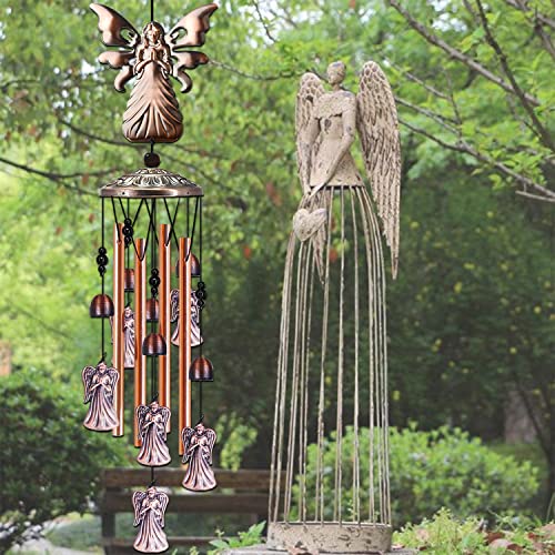 JUNQIU Angel Wind Chimes for Outside, Religious Wind Chimes, Angel Gifts