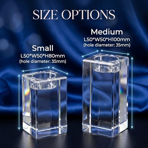 Memorial Photo Crystal Candle Holder – 3D Laser Engraved K9 Keepsake – in Memory of Parent, Spouse, Child, Pet – Custom Remembrance Crystal (Medium) - size: Medium