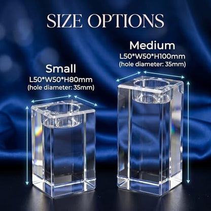 Memorial Photo Crystal Candle Holder – 3D Laser Engraved K9 Keepsake – in Memory of Parent, Spouse, Child, Pet – Custom Remembrance Crystal (Medium) - size: Medium