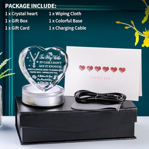 Crystal Heart Wife Gift Laser Engraved Love Message - color: Wife Gift-2