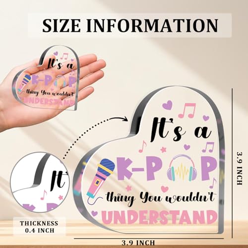 K-pop Gifts for Women Girls, K-pop Lover Gifts for Teen, Kpop Acrylic Plaque Gift Music Lover Acrylic Heart Gifts for Friends Coworkers Family Sister Desk Sign Decor Plaque - style: Kpop girl 01