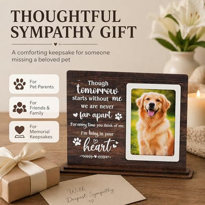 Dog Memorial Gifts For Loss Of Dog Picture Frame, Pet Memorial Gifts For Dogs Photo Keepsake, Wooden Picture Frame for 4x6 Photo Pet Loss Gifts Sympathy Decor Bereavement Remembrance Gift
