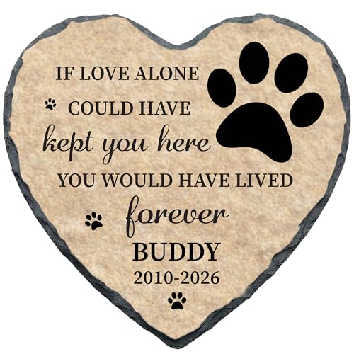 Dog Grave Markers Outdoor Stone, Personalized Pet Loss Gifts Cat Dog Memorial Garden Stone (S-007) - color: S-007