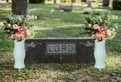 2Pcs Cemetery Vases with Spikes, 7.8 Inch Grave Vases for Cemetery, Plastic Flower Holder Grave Decorations for Cemetery Headstone Graveside