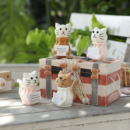 Positive Crochet Animals Cat – “You are Pawsome” Valentines Day Gifts for Him Her Boyfriend Girlfriend Women Teens, Emotional Support & Cheer Up Present, Teacher Appreciation, Birthday Gift - color: Cat-white-awesome