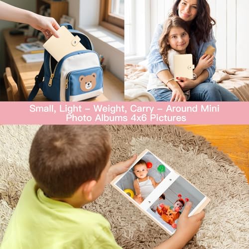 Ruibytree 2 Pack Small Photo Albums 4x6 Pictures, 104 Photos Total, Beige - color: Beige