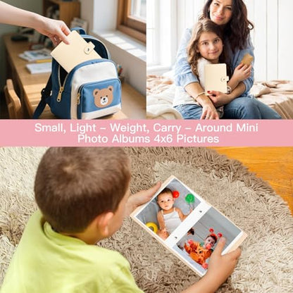 Ruibytree 2 Pack Small Photo Albums 4x6 Pictures, 104 Photos Total, Beige - color: Beige