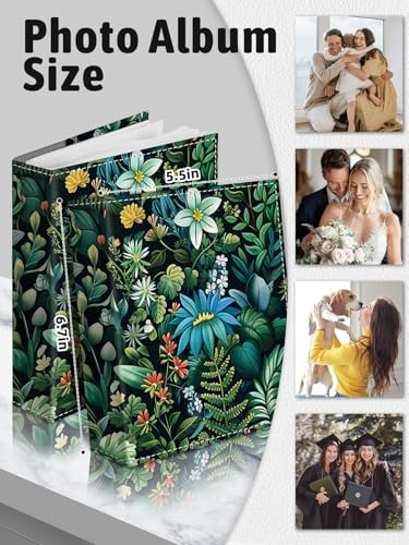 Photo Album 4x6, 56 Pockets Small Picture Book Flowers Floral | Mini Cute, Postcard Vacation Travel Wedding Graduation, PU Leather Family Grandma Child Mom Gift, Personalized Large Capacity - color: Flowers Floral