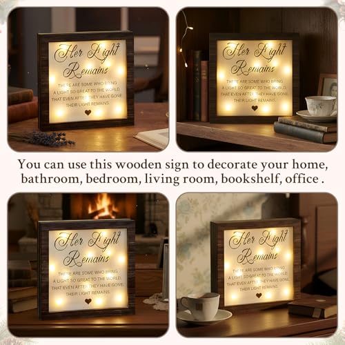 RattanView Loss Sympathy Gift Women Her Light Remains LED Sign - color: Walnut, style: Women