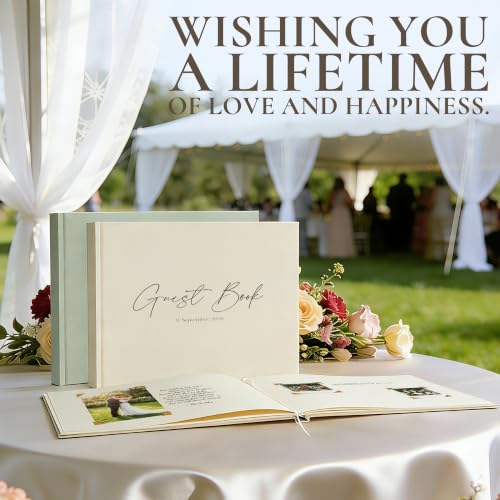 Vienrose Wedding Guest Book Journal, Wedding Registry Must Haves Things with 80 Blank Pages, Linen Photo Guestbook to Sign at Reception Party, Create Your Customizable Memory Album, Dusty Sage Green - color: Dusty Sage Green