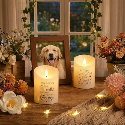 Copkim 2 Pcs Dog Memorial Gifts for Loss of Dog Flameless Memorial Candles LED Pet Loss Sympathy Candles Gifts for Pet Lovers Friends Families in Memory of Doggie Passing Away