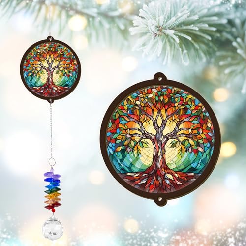 Memorial Suncatcher - Tree of Life Ornament - Sympathy Gift for Loss of Loved One - Remembrance Funeral Keepsake for Women Friends Sisters Lovers Couple - Christmas Birthday Gifts - color: Tree of Life