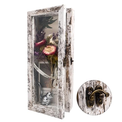 5x12.5 Wall Mounted Shadow Box Frame with Real Glass,White - color: White, size: 5*12.5