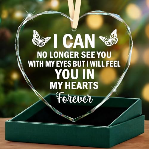 Memorial Sympathy Gifts for Loss of Loved One, Bereavement Remembrance Condolence Comfort Gift In Loving Memory of Mother, Father, Brother, Husband, or Pet– Heart Glass Ornament Keepsake Home Decor - style: Heart-I Can