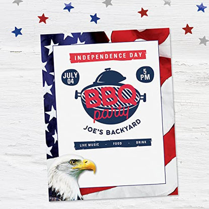 American Eagle Patriotic Letter Papers - Set of 25, American Flag stationery papers, 8 1/2" x 11", compatible computer paper, Patriotic Letterhead, 4th of July flyers, Veterans Day, Memorial Day - color: American Eagle