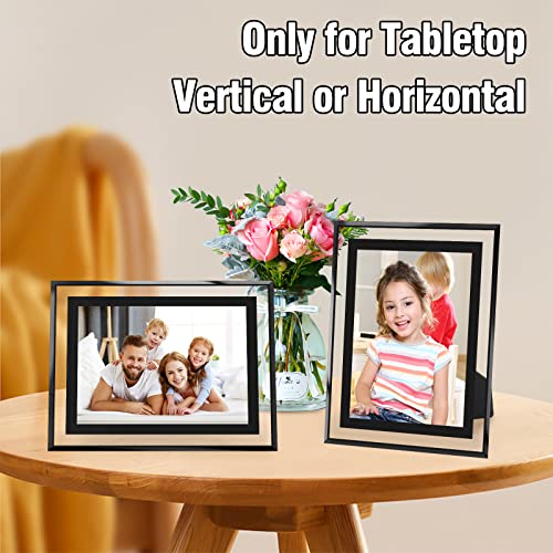 HIKWADERY 5x7 Picture Frames Black - Set of 2, HD Real Glass 5 by 7 Photo Frame for Tabletop Display, Wedding Birthday Mothers Day Gifts (5 x 7, Black) - color: Black, size: 5x7 (2 pack)
