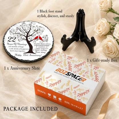 22nd Anniversary Wedding Gifts for Couple, 22 Year Anniversary Wedding Gift for Husband Wife Parents, 22 Years of Marriage Slate Plaque Keepsake with Stand, 5.9 Inch - color: 22th Wedding Anniversary