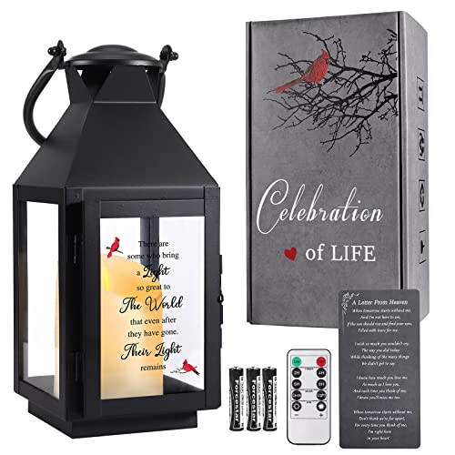Memorial Lantern, Sympathy & Bereavement Gift with Flickering LED Candle & Remote Timer, UV Printed Remembrance Keepsake, Their Light Remains in Loving Memory Tribute - color: There are some who bring a Light so great to The World