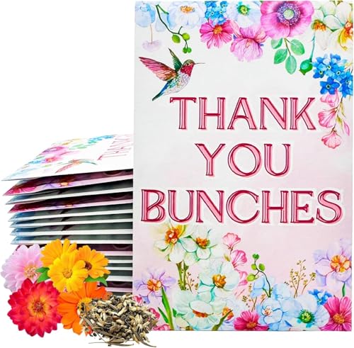 Wildflower Seed Packets Thank You Bunches Party Favors (Pack of 30) Express Gratitude Prefilled with Wildflower Seed Mix, Great Addition or Alternative to Thank You Cards (Pink Hummingbird) - color: Pink Hummingbird