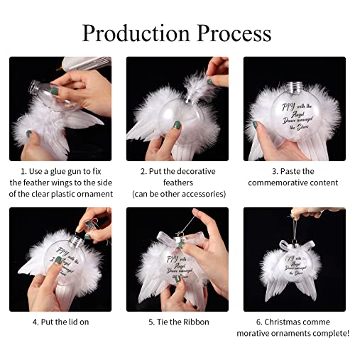 Sratte 12 Sets Xmas Memorial Ornament Fillable Ball Angel Wings,80 mm - size: 80 mm