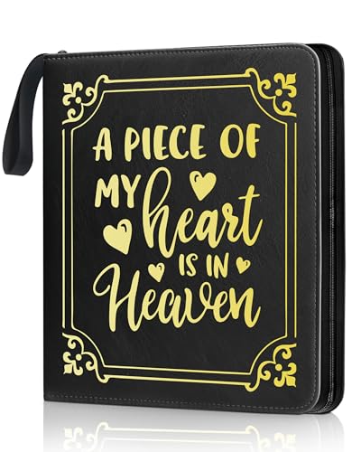 Memorial Photo Album 4x6 100 Photos, Leather Memory DIY Scrapbook with 25 Sheets and 20 Blank Kraft Sheets, Sympathy and Bereavement Gift for Loss of Loved One Condolences Gifts - color: Black
