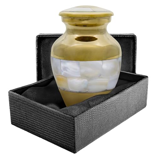 Trupoint Memorials Cremation Urns for Human Ashes, Funeral Memorial Urn for Male and Female, Decorative Burial Metal Urn Collection for Adult Men & Women - Gold, 4 Keepsakes - color: Gold Pearls, size: Keepsake