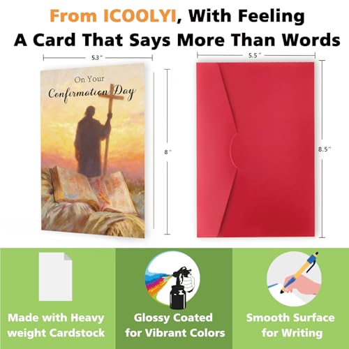 ICOOLYI Confirmation Card for Teens, Catholic Confirmation Gift, Holy Spirit Faith Design, Religious Keepsake Card - color: WY-528