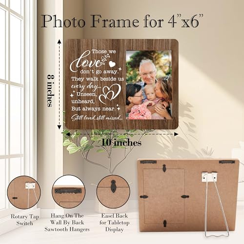 Memorial Picture Frame, In Loving Memory Wood Photo Frame, Sympathy Gifts Bereavement Gifts for Loss of Mom Dad Grandparents, Those We Love Don't Go Away Frame, Funeral Remembrance Gifts -d09 - style: Dad