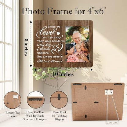 Memorial Picture Frame, In Loving Memory Wood Photo Frame, Sympathy Gifts Bereavement Gifts for Loss of Mom Dad Grandparents, Those We Love Don't Go Away Frame, Funeral Remembrance Gifts -d09 - style: Dad