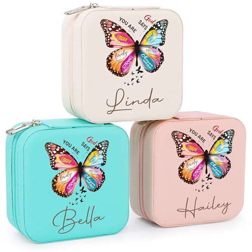 Ajiangwu Back To School Gifts,Personalized Travel Jewelry Case for Women Kids,Custom Small Jewelry Box Mini Teen Girl Gifts Trendy Stuff Jewelry Organizer for Rings, Necklaces, Bracelets - color: Design 5